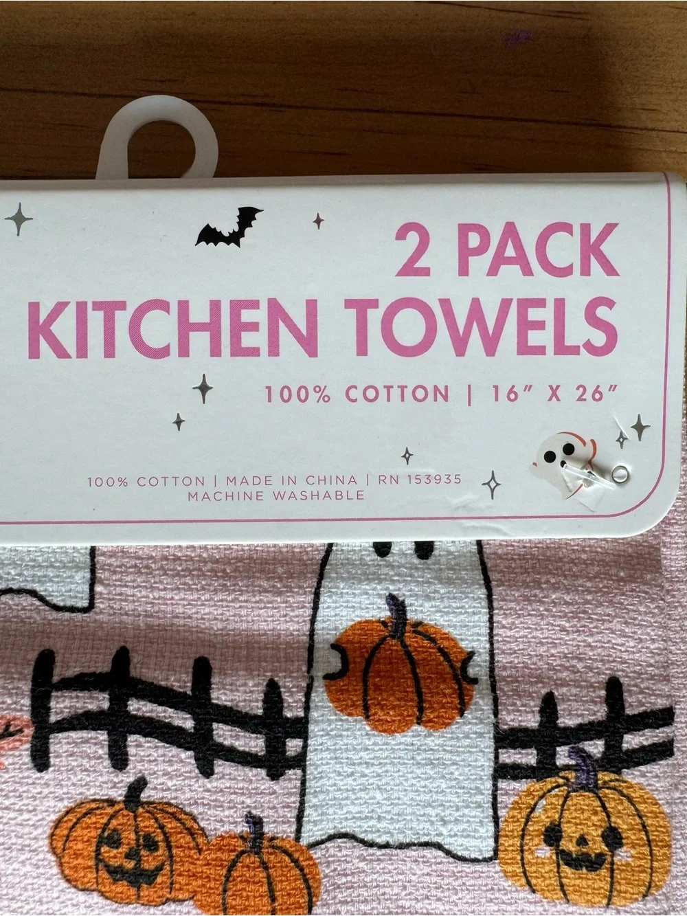 Pink Halloween Cute Fall Ghost Set of 2 Towels 16”x26” Cotton